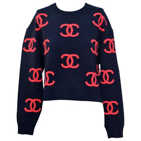 sweater chanel original|authentic Chanel logo sweater.